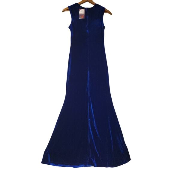 NWT Sapphire Blue Velvet & Black Lace Maxi Dress Whimsigoth Gothic Witchy - M‎ - Picture 3 of 8